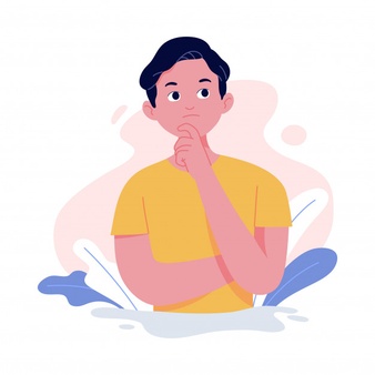 concept illustration young man with thinking pose by placing finger chin 10045 588